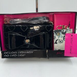 Betsey Johnson Black Crossbody Bag with Card Case